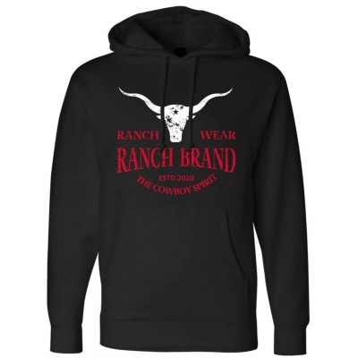 RANCH BRAND - Hoodie unisexe Longhorn noir rouge